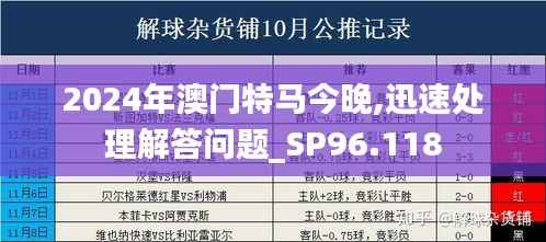 2024年澳门特马今晚,迅速处理解答问题_SP96.118