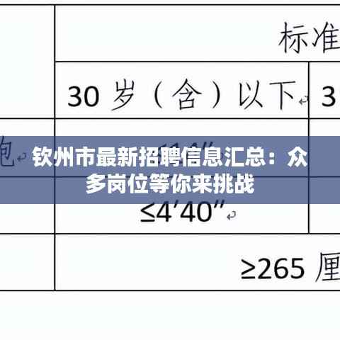 钦州市最新招聘信息汇总：众多岗位等你来挑战