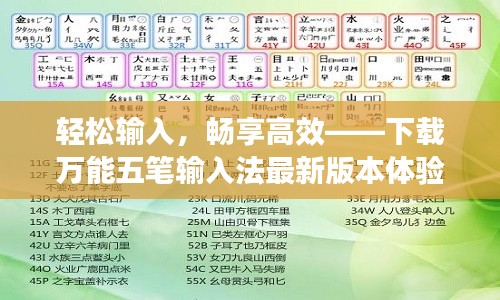 轻松输入，畅享高效——下载万能五笔输入法最新版本体验指南