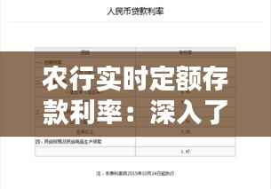农行实时定额存款利率:深入了解其优势与操作指南